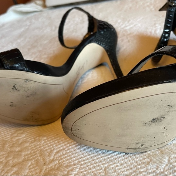 Sam Edelman Eleanor.  Black reptile print; sky high sandals - Picture 4 of 7